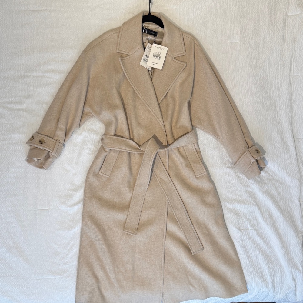 Zara Manteco Tan Belted Coat